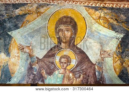 Virgin And Christ Child. Fresco In Chora Church, Istanbul, Oct 11, 2013, The Virgin Of The Blacherni