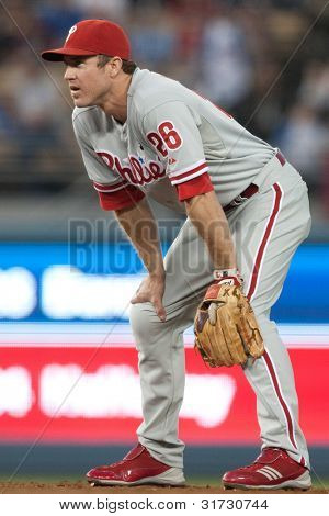 LOS ANGELES - AUG 8: Philadelphia Phillies 2B Chase Utley #26 během hry MLB na srpen 2011 8 d