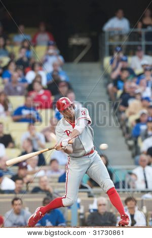 LOS ANGELES - AUG 8: Philadelphia Phillies RF Hunter pencí #3 během hry MLB na srpen 2011 8 d