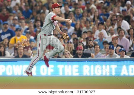 LOS ANGELES - AUG 8: Philadelphia Phillies 2B Chase Utley #26 během hry MLB na srpen 2011 8 d