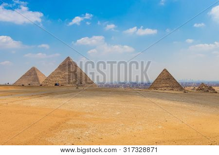 View Of The Area With The Great Pyramids Of Giza, Egypt
