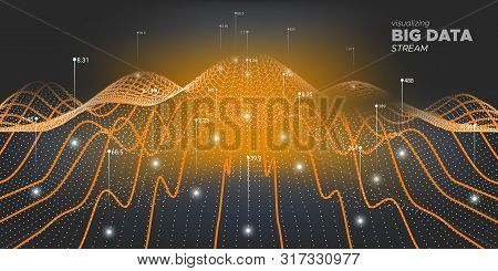 Big Data Vector. Complexity Abstract. Big Data Illustration. Black Particle Motion. Neon Technology 