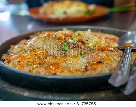 Mussel Omelette,good Tasty Food,in Restaurant At Market (sampeng),bangkok,thailand,food Thai