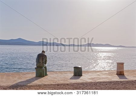 Zadar, Croatia - April 29, 2018: Famous Spiridon Brusina Monument At Promenade Obala Kralja Petra Kr