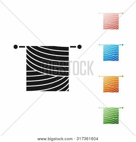 Black Knitting Icon Isolated On White Background. Wool Emblem With Knitted Fabric And Needle. Label 