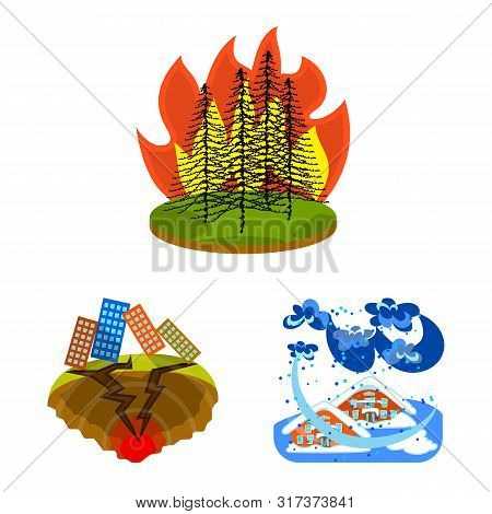 Isolated Object Of Cataclysm And Disaster Symbol. Collection Of Cataclysm And Apocalypse Stock Vecto