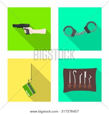 Vector Illustration Of Crime And Steal Sign. Set Of Crime And Villain Stock Vector Illustration.