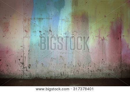 Piece Of Wall Painted In The Variuos Colours.