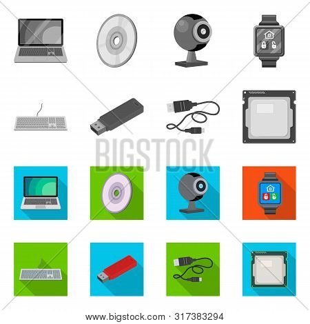 Vector Design Of Laptop And Device Icon. Collection Of Laptop And Server Vector Icon For Stock.