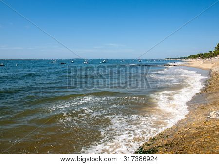 Boats Moored  In Archachon Bay, Gironde, France