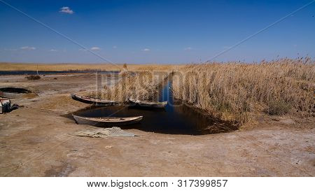 Runed Urga Fishing Village At The Shore Of Sudochye Lake Aka Part Of Former Aral Sea At Karakalpakst