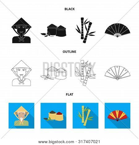 Vector Illustration Of Country And Asia Icon. Collection Of Country And Oriental Stock Symbol For We