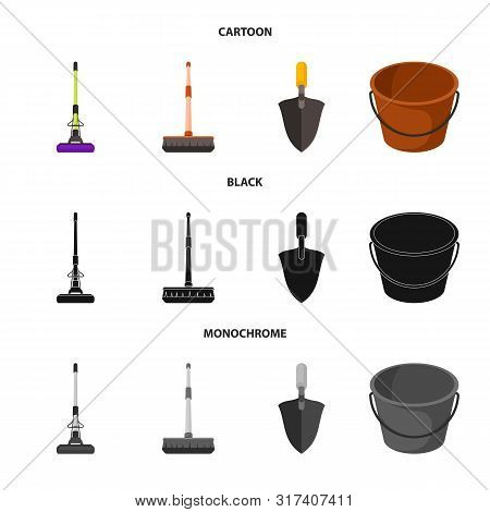 Vector Design Of Cleanup And Household Icon. Set Of Cleanup And Washing Stock Symbol For Web.