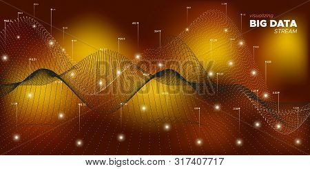 Big Data Screen. Technology Visualization. Big Data Background. Yellow Digital Binary Wave. Yellow S