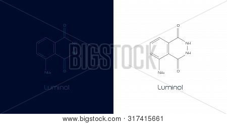 Structural Formula Of Luminol On Dark Blue And White Backgrounds.