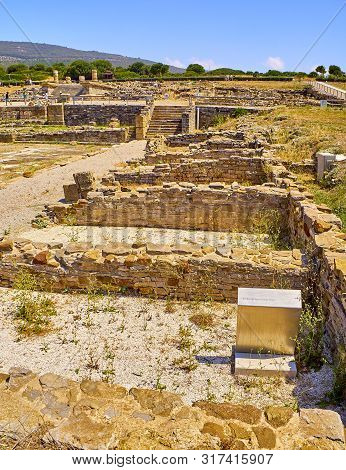 Tarifa, Spain - June 28, 2019. Remains Of The Forum Shops. Baelo Claudia Archaeological Site. Tarifa