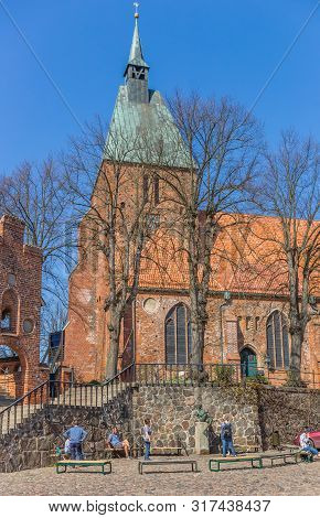 Molln, Germany - April 19, 2019: People At The Historic Market Square Of Molln, Germany