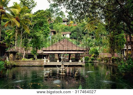 Large Rectangular Pond At The Gunung Kawi Sebatu Temple, Ubud, Bali, Indonesia.