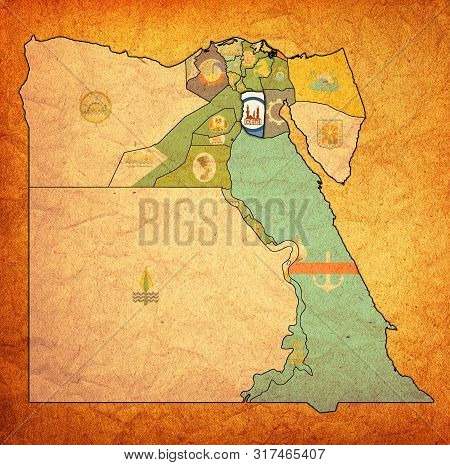Flag Of Cairo On Map Of Egypt Governorates