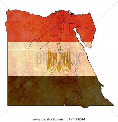 Flag Of Egypt On Admistration Map