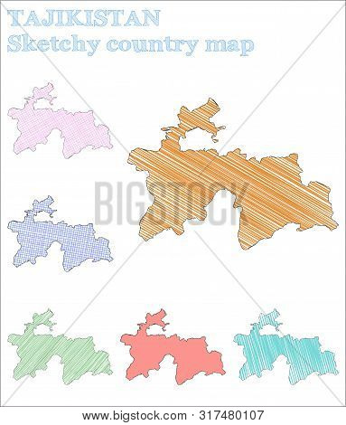 Tajikistan Sketchy Country. Dazzling Hand Drawn Illustration. Delicate Childish Style Icon.