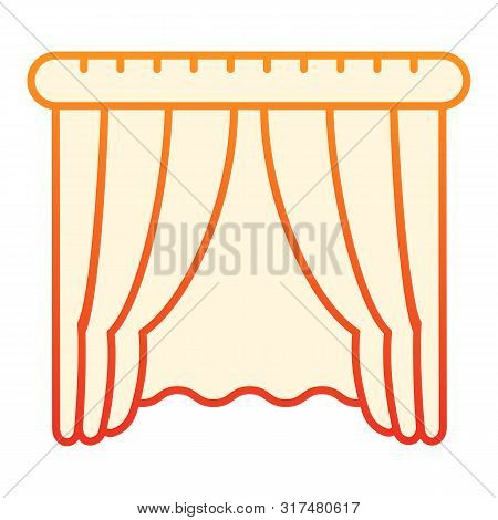 Window Curtains Flat Icon. Home Interior Red Icons In Trendy Flat Style. Window Decoration Gradient 