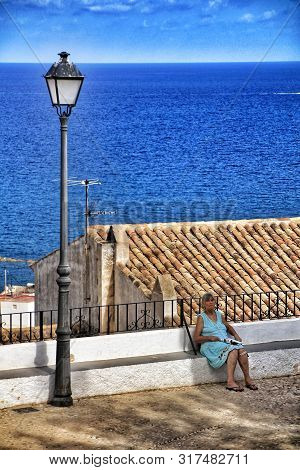 Altea, Alicante, Spain- September 19, 2018:narrow Streets And Beautiful White Facades In A Sunny Day