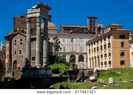 Rome, Italy - April, 2018: Temple Of Apollo Sosianus A Roman Temple Dedicated To Apollo In The Campu