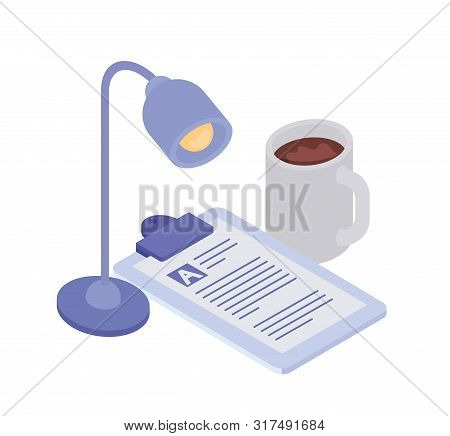 Curriculum Vitae With Office Lamp On White Background Vector Illustration Design