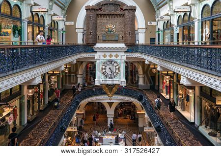 Sydney, Australia - November 22, 2014: Queen Victoria Building Shopping Mall Interior With People