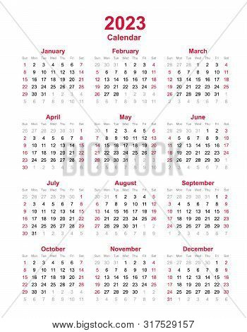 2023 Yearly Calendar - 12 Months Yearly Calendar Set In 2023 - Calendar Template - Planner Timetable