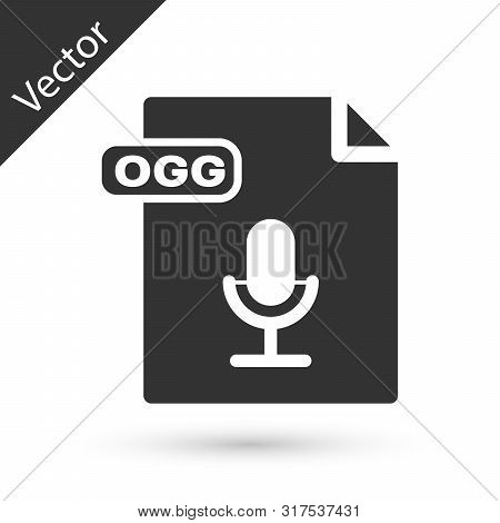 Grey Ogg File Document. Download Ogg Button Icon Isolated On White Background. Ogg File Symbol. Vect