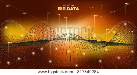Vector Big Data. Statistic Background. Big Data Illustration. Black Digital Binary Wave. Future Matr