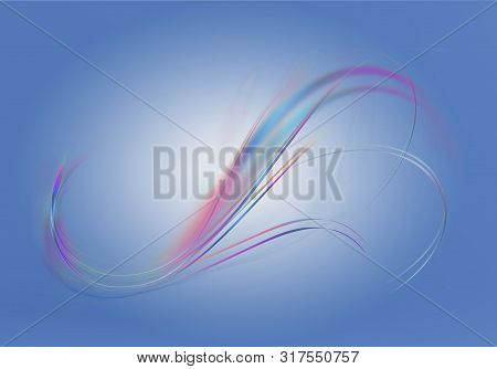 Bluish Highlighted Gradient Background With Abstract Bright Iridescent Twisted Wavy Lines