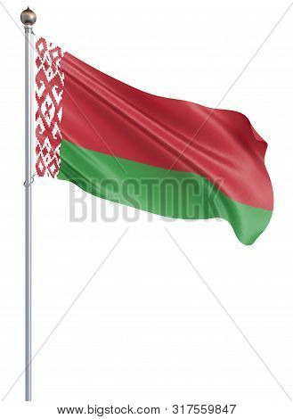 Belarussia Flag Blowing In The Wind. Background Texture. Isolated On White. 3d Rendering, Wave. - Il