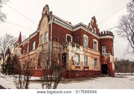 Old Mansion In Ivano-frankivsk, Ukraine. Winter, Cold Weather.