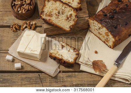 Barmbrack Or Bairin Breac Is A Traditional Irish Sweet Yeast Bread With Grapes And Raisins, Often Ea