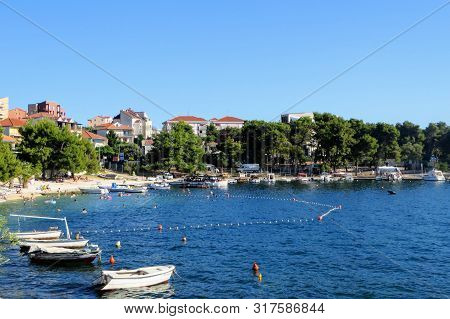 A Beautiful Amazing View Of A Beach On Otok Ciovo Or Ciovo Island Beside Trogir, Croatia.  It Is A B