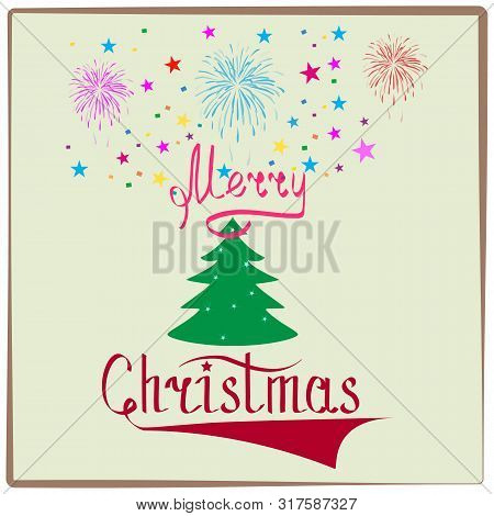 Merry Christmas Lettering As Symbol Of Christmas And New Year. Fashion Background Design. Modern Sty