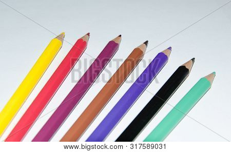 Color Pencils Isolated On White Background.close Up.