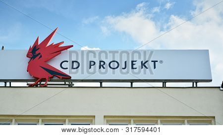 Warsaw, Poland. 17 August 2019. Sign Cd Projekt. Company Signboard Cd Projekt.