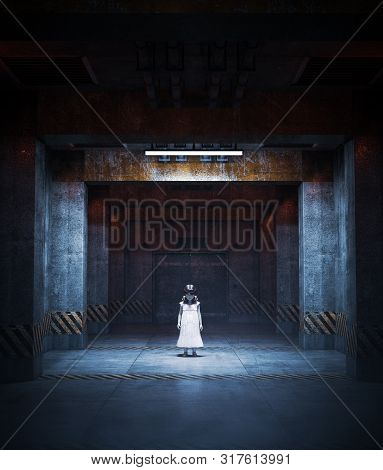 3d Illustration Of Ghost Girl In Restricted Area