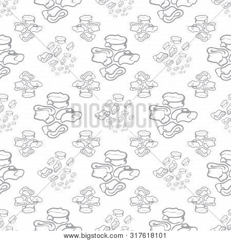 Seamless Repeat Pattern. Vector Illustration Of Stylized Sheep Ankle Bones In White And Grey. Mongol