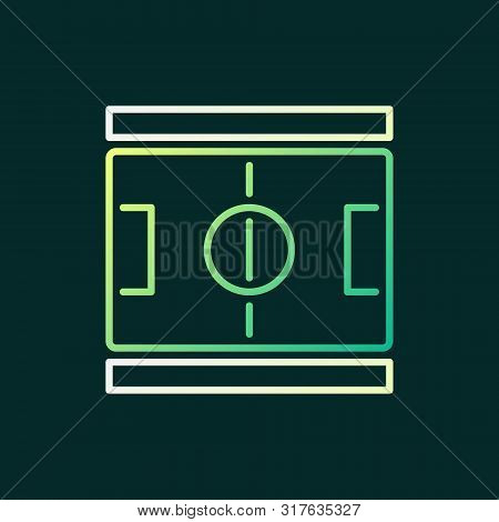 Soccer Field Outline Colored Icon - Vector Football Pitch Linear Concept Sign Or Logo On Dark Backgr