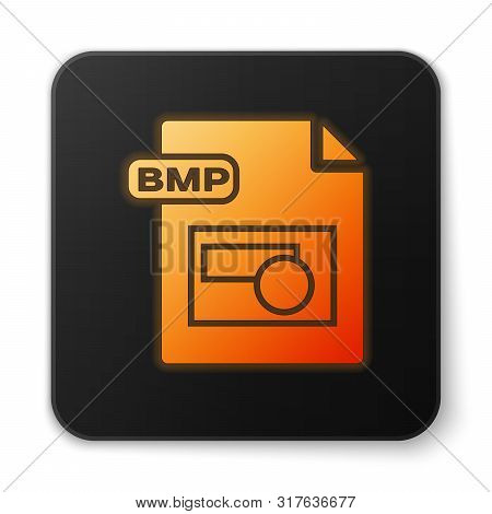 Orange Glowing Neon Bmp File Document. Download Bmp Button Icon Isolated On White Background. Bmp Fi