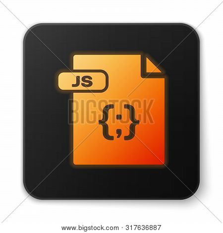 Orange Glowing Neon Js File Document. Download Js Button Icon Isolated On White Background. Js File 