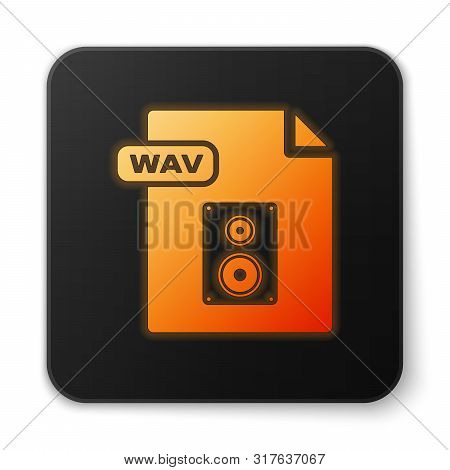Orange Glowing Neon Wav File Document. Download Wav Button Icon Isolated On White Background. Wav Wa