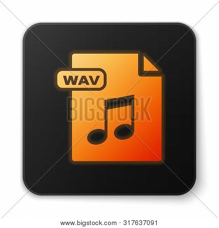 Orange Glowing Neon Wav File Document. Download Wav Button Icon Isolated On White Background. Wav Wa