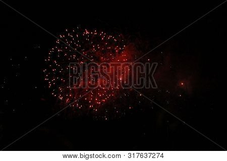The Celebration Colorful Firework Flashing In The Black Night Sky Background
