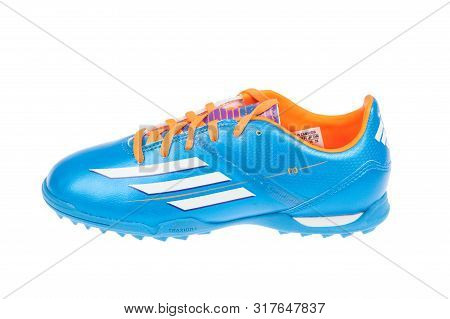 Varna , Bulgaria - March 10, 2016 : Adidas F10 Trx Shoe. Isolated On White. Product Shot